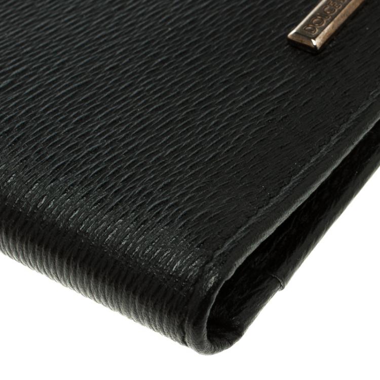 Pre Owned Dolce and Gabbana Black Leather Bifold Card Holder