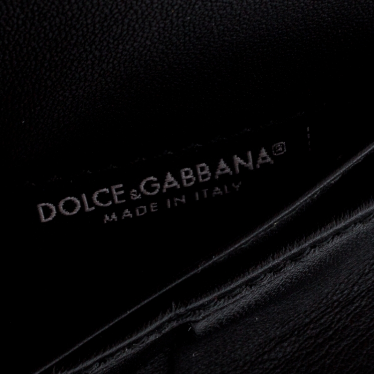 Pre Owned Dolce & Gabbana Black Leather and Croc Bifold Wallet