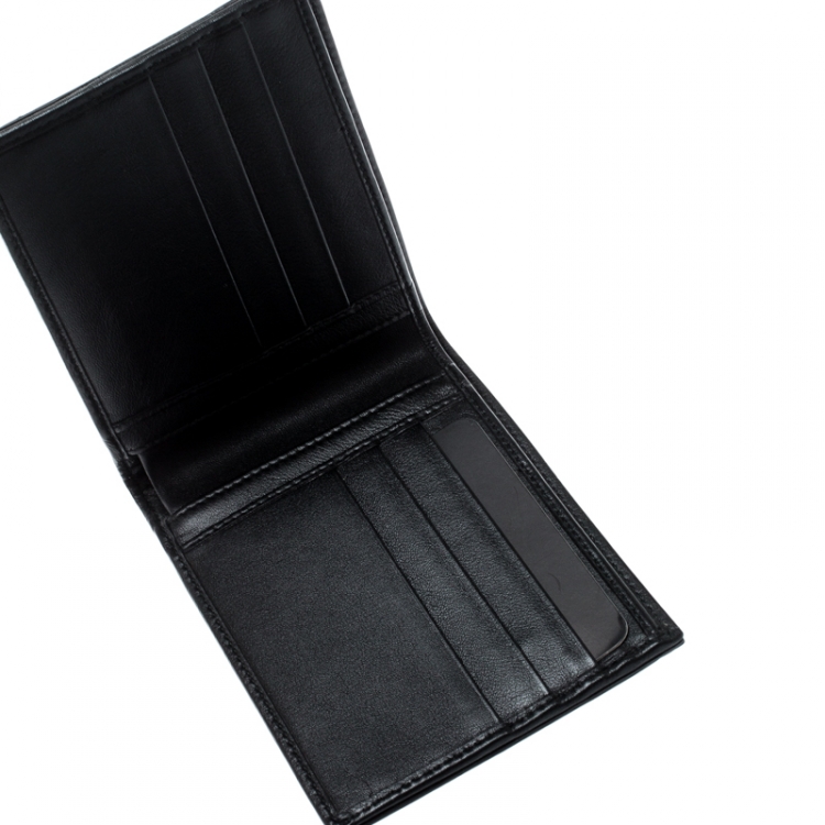 Pre Owned Dolce & Gabbana Black Leather and Croc Bifold Wallet