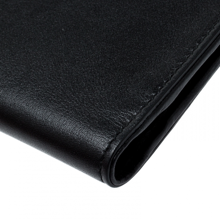 Pre Owned Dolce & Gabbana Black Leather and Croc Bifold Wallet