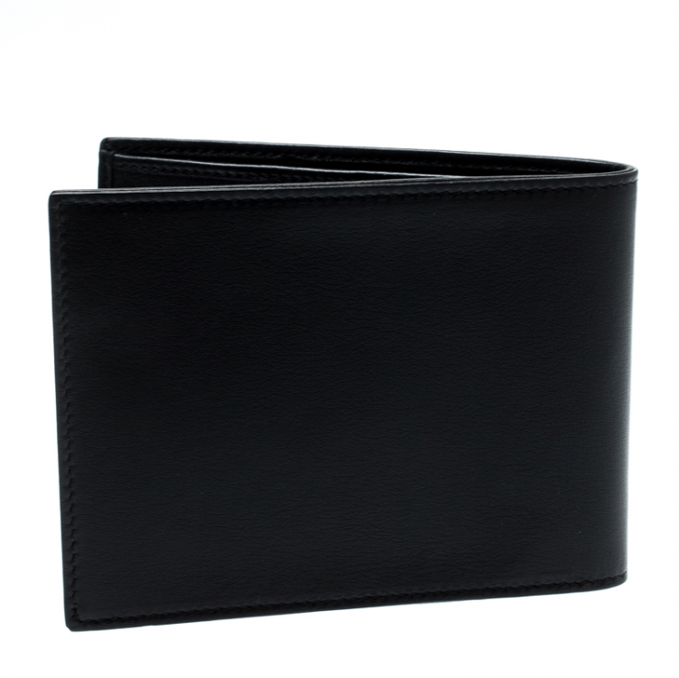 Pre Owned Dolce & Gabbana Black Leather and Croc Bifold Wallet