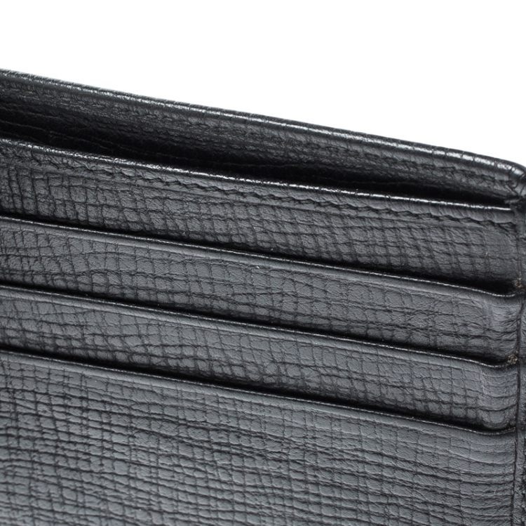Pre Owned Dolce & Gabbana Black Man Patch Leather Bifold Wallet 
