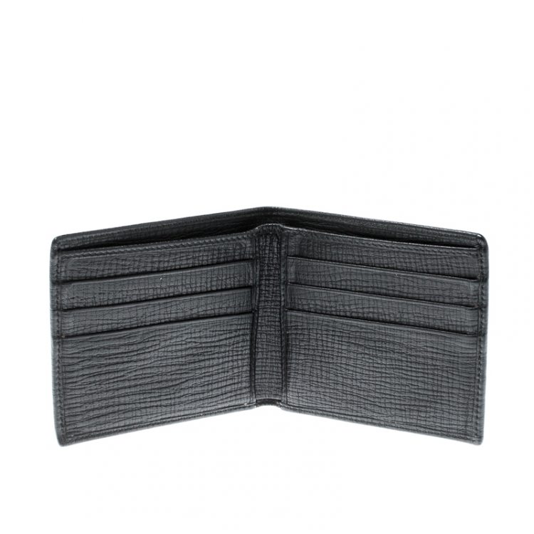 Pre Owned Dolce & Gabbana Black Man Patch Leather Bifold Wallet 