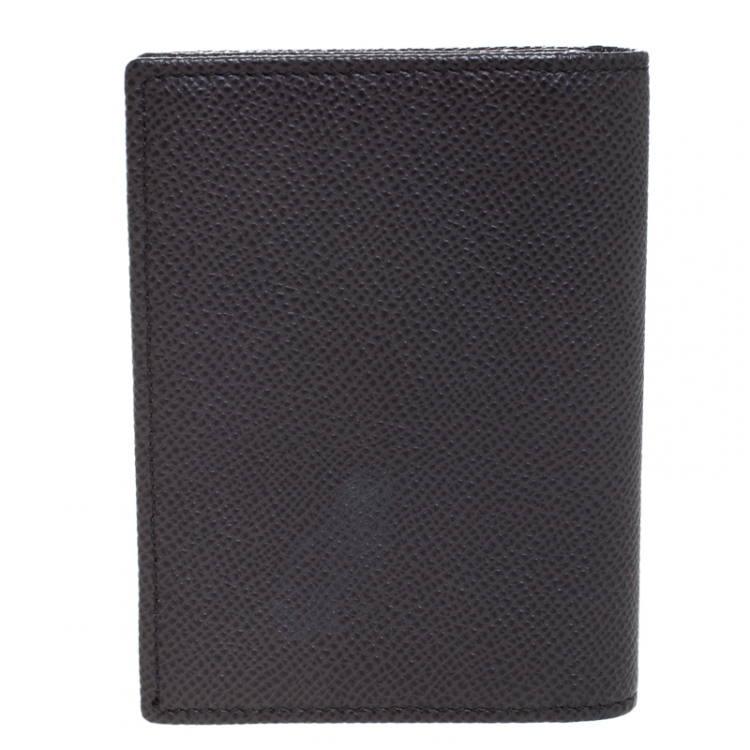 Pre Owned Dolce & Gabbana Dark Grey Leather Bifold Card Holder