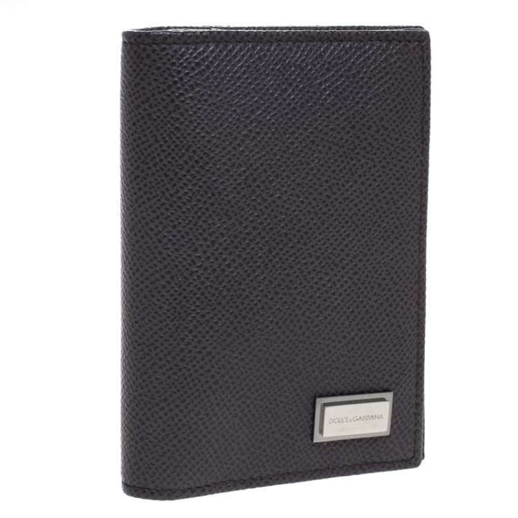 Pre Owned Dolce & Gabbana Dark Grey Leather Bifold Card Holder