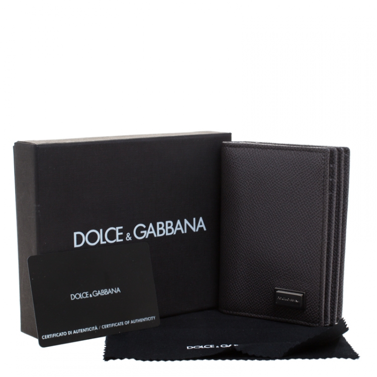 Pre Owned Dolce & Gabbana Dark Grey Leather Bifold Card Holder
