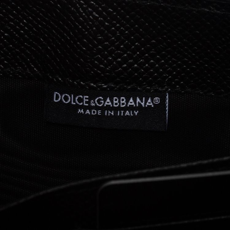 Pre Owned Dolce & Gabbana Black Saffiano Leather Double Zip Wrist Clutch