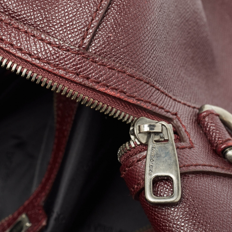 Pre Owned Dolce and Gabbana Dark Burgundy Leather Duffle Bag