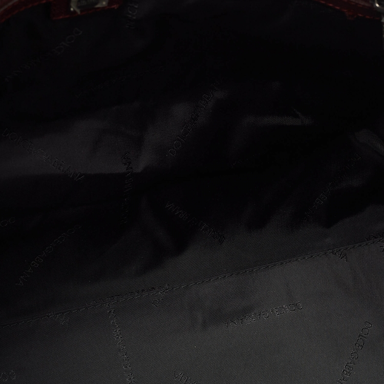 Pre Owned Dolce and Gabbana Dark Burgundy Leather Duffle Bag