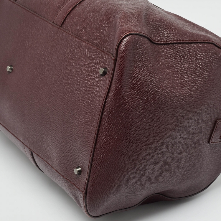 Pre Owned Dolce and Gabbana Dark Burgundy Leather Duffle Bag