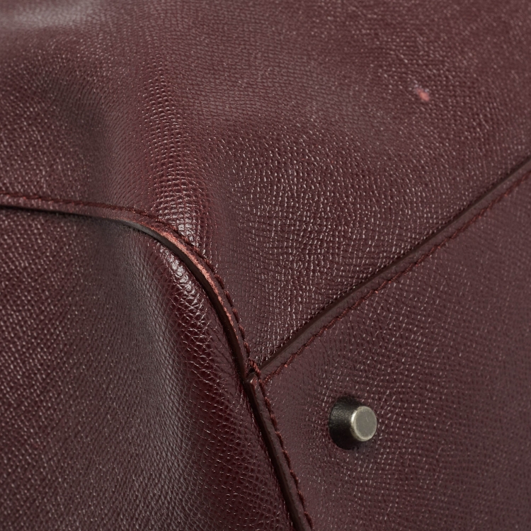 Pre Owned Dolce and Gabbana Dark Burgundy Leather Duffle Bag