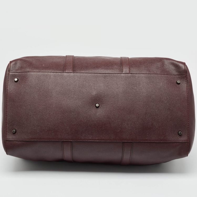 Pre Owned Dolce and Gabbana Dark Burgundy Leather Duffle Bag