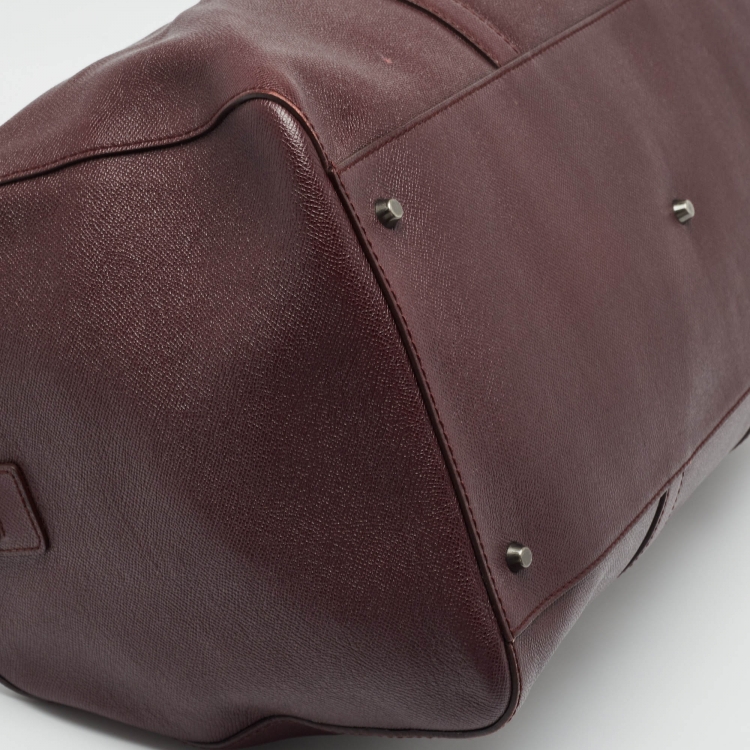 Pre Owned Dolce and Gabbana Dark Burgundy Leather Duffle Bag