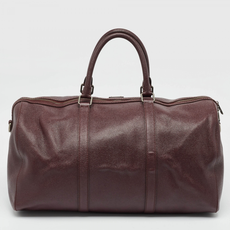 Pre Owned Dolce and Gabbana Dark Burgundy Leather Duffle Bag