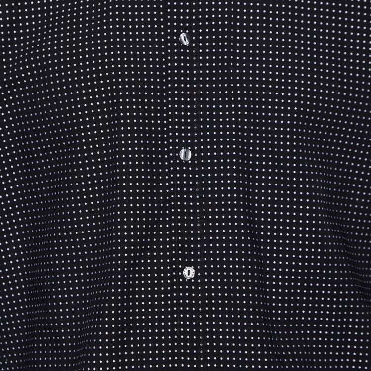 Pre Owned Dolce & Gabbana Black Polka Dot Jacquard Cotton David Shirt XL