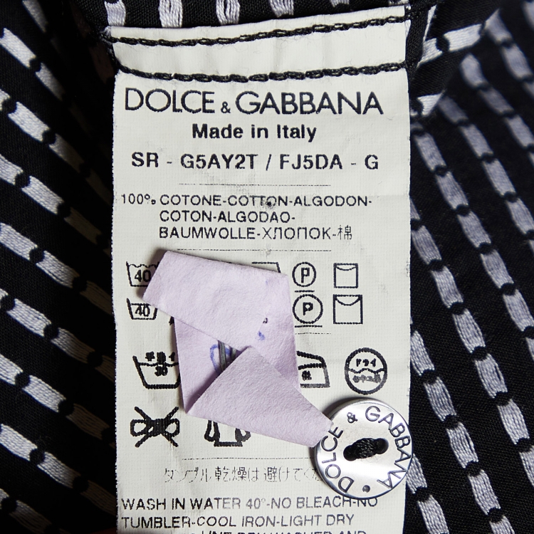 Pre Owned Dolce & Gabbana Black Polka Dot Jacquard Cotton David Shirt XL