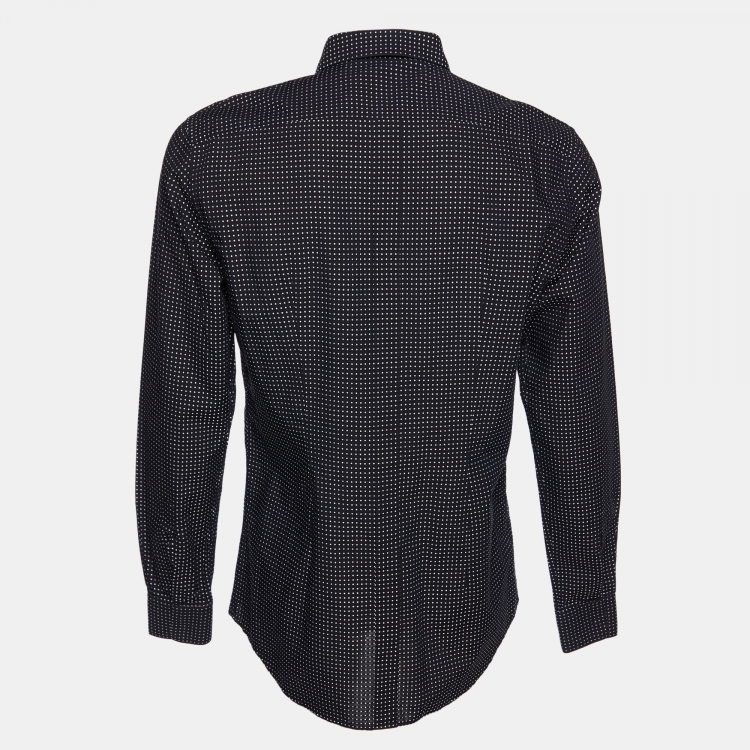 Pre Owned Dolce & Gabbana Black Polka Dot Jacquard Cotton David Shirt XL
