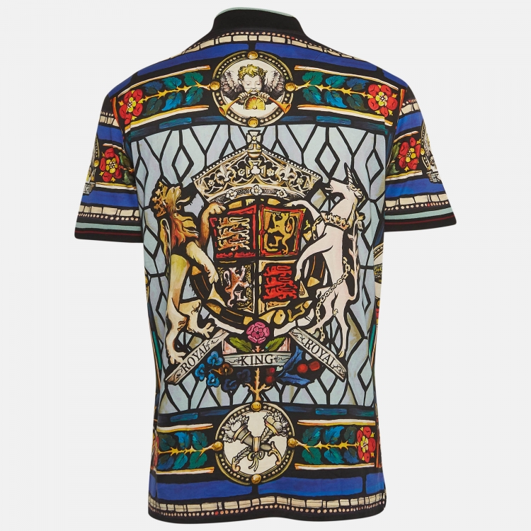 Pre Owned Dolce & Gabbana Black Glass Printed Cotton Knit T-Shirt L