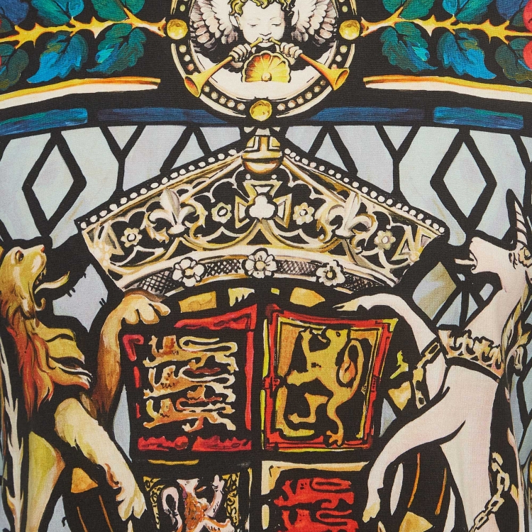 Pre Owned Dolce & Gabbana Black Glass Printed Cotton Knit T-Shirt L