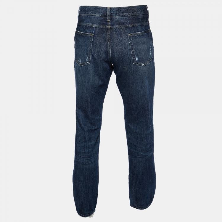 Pre Owned Dolce & Gabbana Blue Distressed 14 Gold Jeans Waist 38"