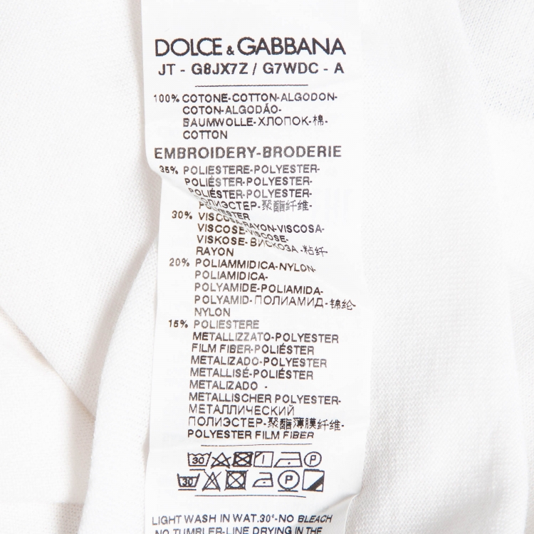 Pre Owned Dolce & Gabbana White DG Crown Embroidered Jersey T-Shirt L