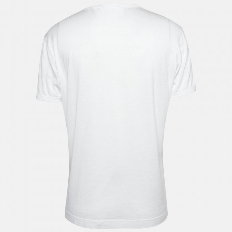 Pre Owned Dolce & Gabbana White DG Crown Embroidered Jersey T-Shirt L