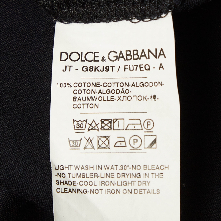 Pre Owned Dolce & Gabbana Navy Blue Logo Applique Cotton T-Shirt L
