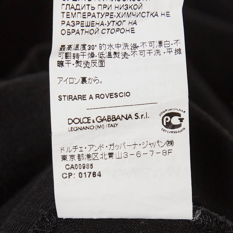Pre Owned Dolce & Gabbana Black Printed Cotton Knit T-Shirt M