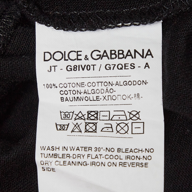 Pre Owned Dolce & Gabbana Black Printed Cotton Knit T-Shirt M