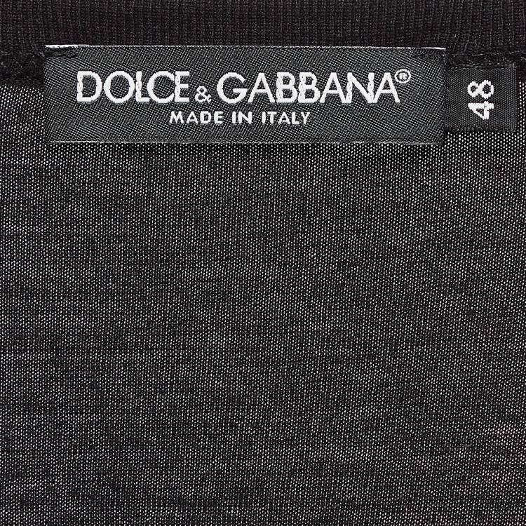 Pre Owned Dolce & Gabbana Black Printed Cotton Knit T-Shirt M