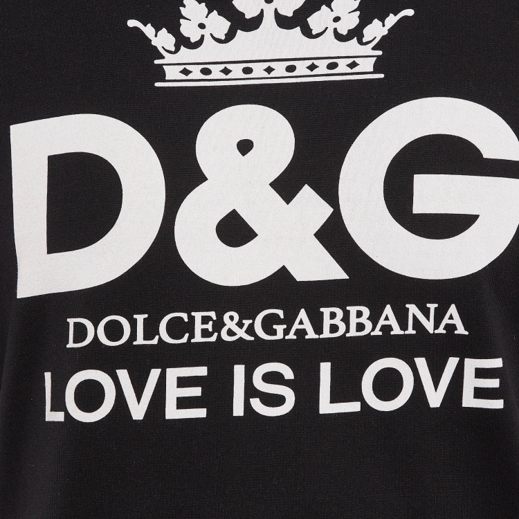 Pre Owned Dolce & Gabbana Black Printed Cotton Knit T-Shirt M