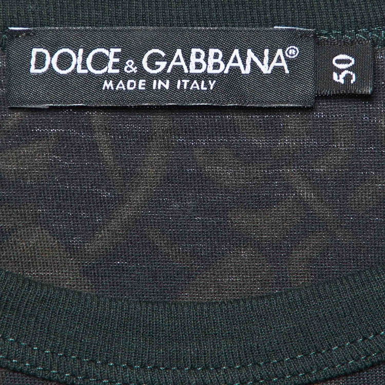 Pre Owned Dolce & Gabbana Green Printed Cotton Knit T-Shirt L 