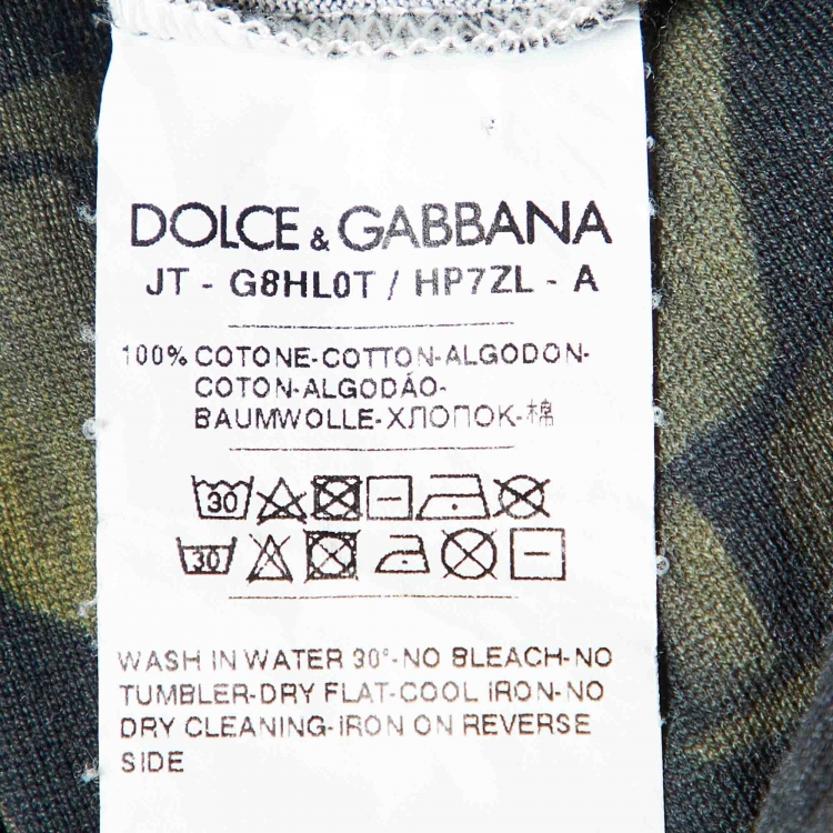 Pre Owned Dolce & Gabbana Green Printed Cotton Knit T-Shirt L 