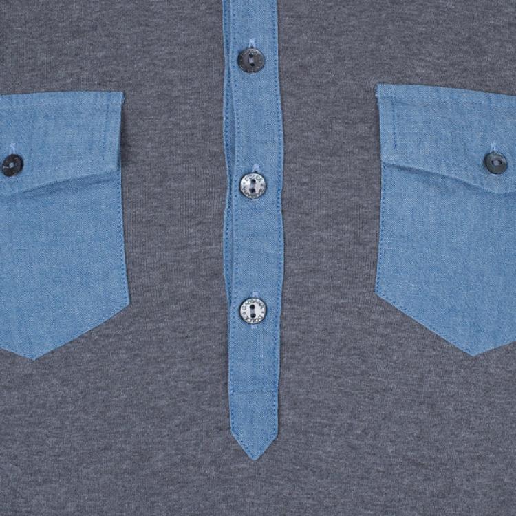 Pre Owned Dolce and Gabbana Men’s Grey Light Denim Contrast Collar Polo Shirt XL