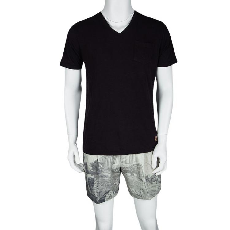 Pre Owned Dolce and Gabbana Grey Temple Print Shorts L