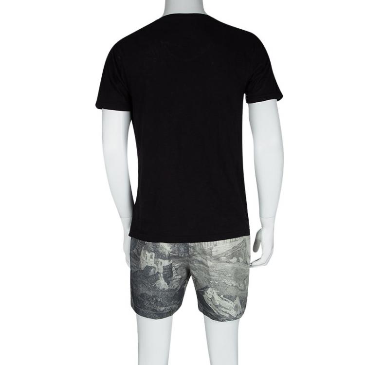 Pre Owned Dolce and Gabbana Grey Temple Print Shorts L