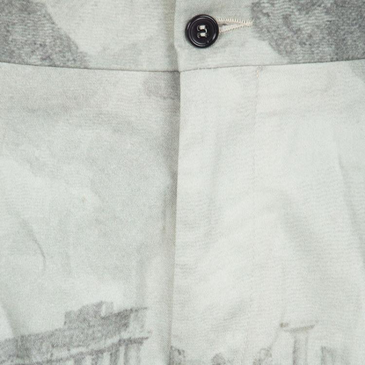 Pre Owned Dolce and Gabbana Grey Temple Print Shorts L