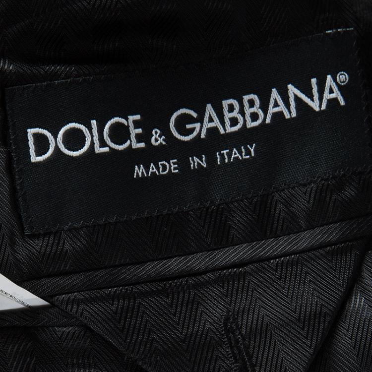 مملوكة مسبقًا Dolce and Gabbana Grey Striped Wool Contrast Lapel Detail Blazer M