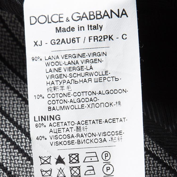 مملوكة مسبقًا Dolce and Gabbana Grey Striped Wool Contrast Lapel Detail Blazer M