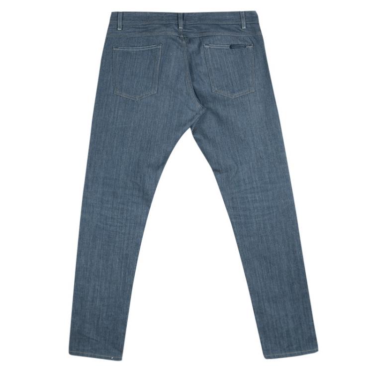 Pre Owned Dolce and Gabbana 14 Gold Blue Straight Fit Denim Jeans XL