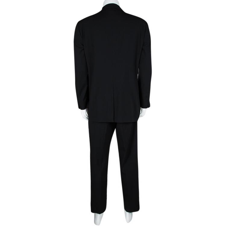 Pre Owned Dolce & Gabbana Black Wool Velcro Closure Detail Regular Fit Suit XXL