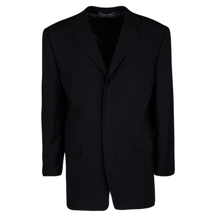 Pre Owned Dolce & Gabbana Black Wool Velcro Closure Detail Regular Fit Suit XXL