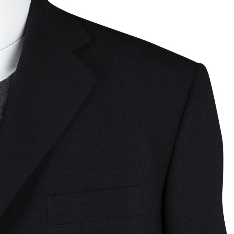 Pre Owned Dolce & Gabbana Black Wool Velcro Closure Detail Regular Fit Suit XXL