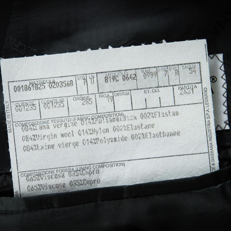 Pre Owned Dolce & Gabbana Black Wool Velcro Closure Detail Regular Fit Suit XXL