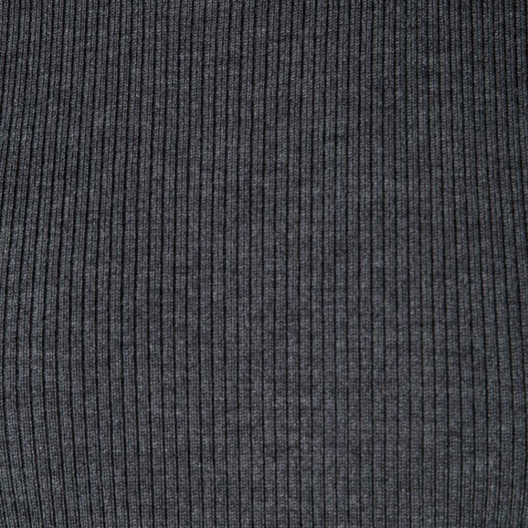 Pre Owned Dolce and Gabbana Grey Wool Contrast Trim Detail Ribbed Knit Sweater L