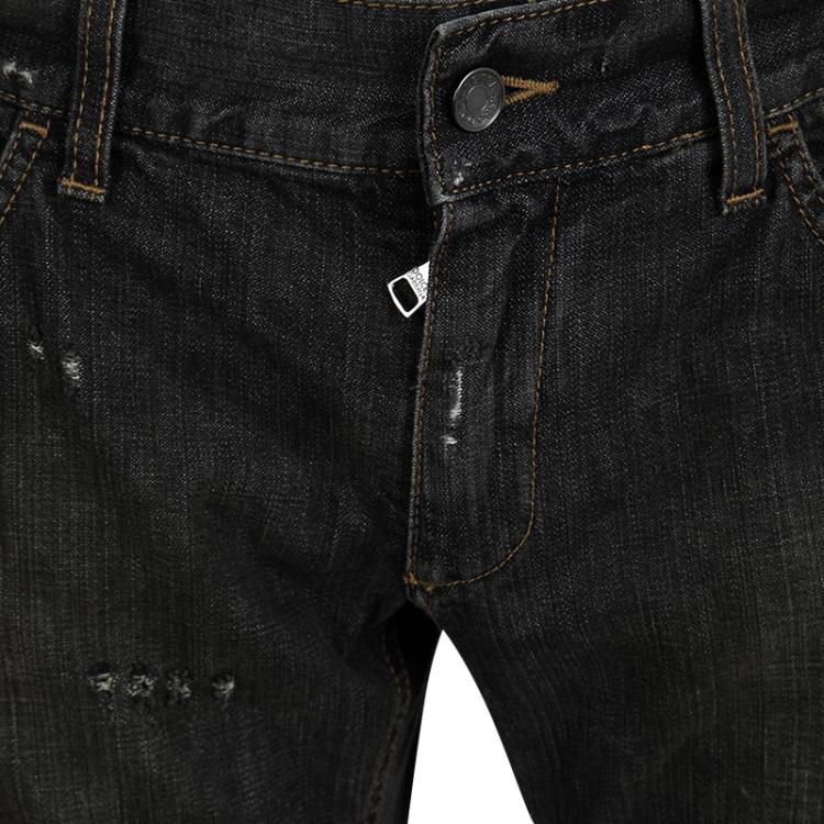 مملوكة مسبقًا Dolce and Gabbana 14 Gold Grey Faded Effect Distressed Denim Jeans M