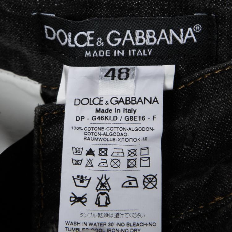 مملوكة مسبقًا Dolce and Gabbana 14 Gold Grey Faded Effect Distressed Denim Jeans M