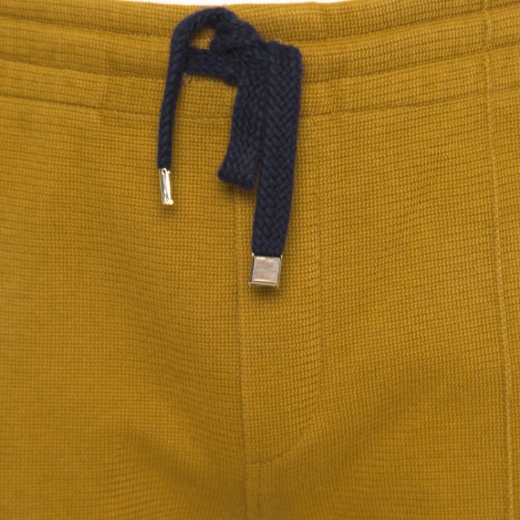 Pre Owned Dolce and Gabbana Mustard Yellow Cotton Knit Contrast Stripe Tracksuit S