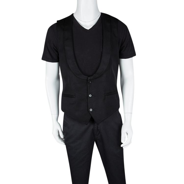 مملوكة مسبقًا Dolce and Gabbana Black Tailored Three Button Waistcoat XL