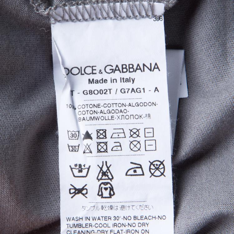 Pre Owned Dolce and Gabbana Grey Cotton Hercules Print Distressed Long Sleeve T-Shirt